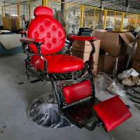 Hair Salon Furniture Hydraulic Reclining Red Barber Chair