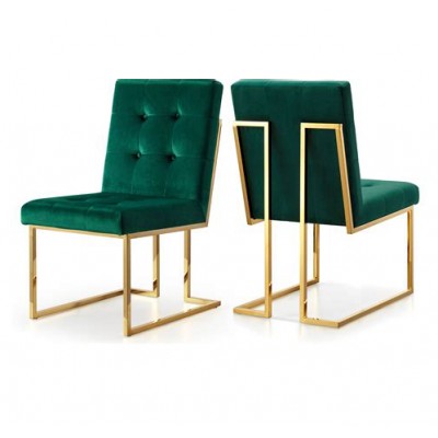 Gold  steel frame dining chair in velvet fabric