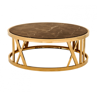 Hotel Coffee table in marble top gold steel frame