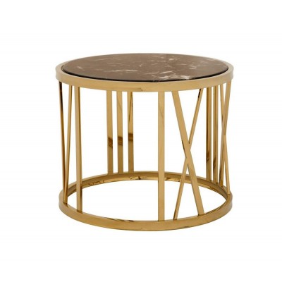 Marble top gold steel frame side table