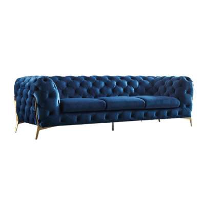 velvet sofa 3 seater button tufty